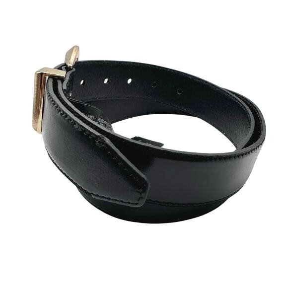 Zara | Women | Black Solid Geometric Brass Buckle Leather Belt | Size EU 85 main image 11